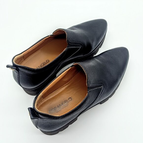 Fiorangelo Black Italian Leather Chunky Slip-On Loafers - Picture 5 of 9